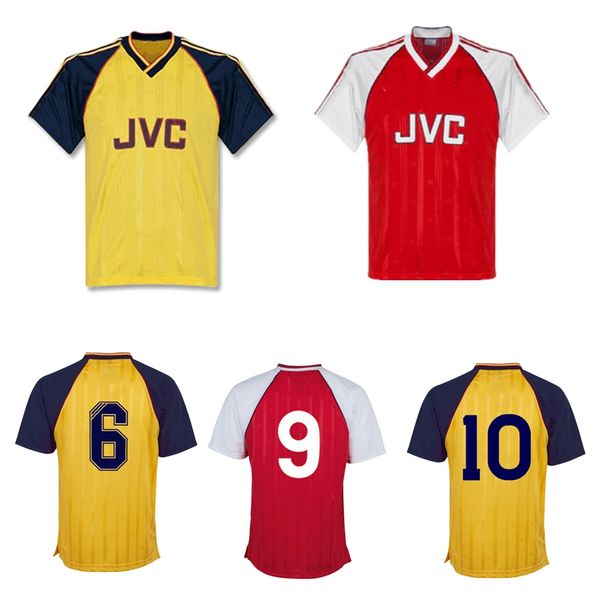 

1988 1989 1990 1991 away merson tony adams thomas retro soccer jersey rocastle dixon campbell smith limpar classic vintage football shirt, Black;yellow