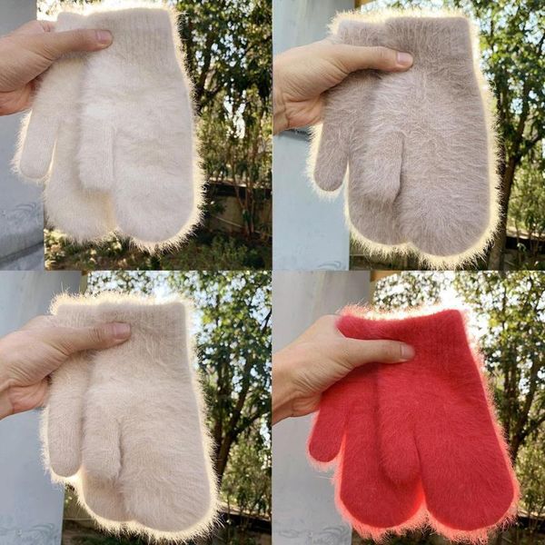 

berets gloves winter mittens student korean cartoon cute girl women dongdaemun fur female wo d5h1, Blue;gray