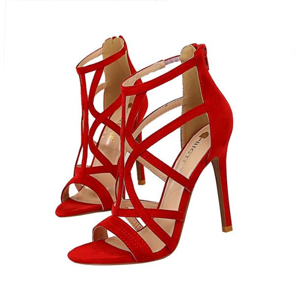 

women's sandals 2021 summer shoes high-heeled fashion roman style suede barefoot, Black