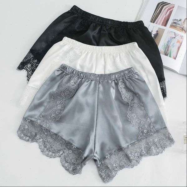 

womens short lace women shorts faux silk underpants elastic waist cotton breathable ladies undershorts drop good quality, White;black