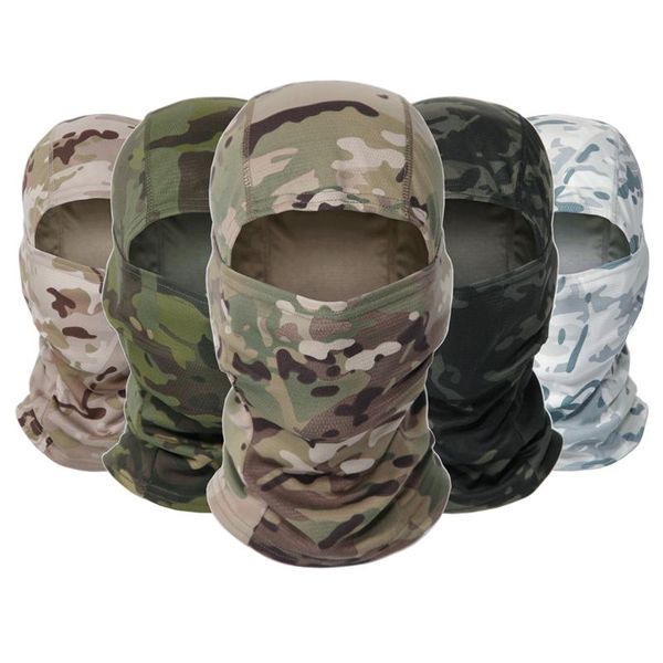 

cycling scarf face mask tactical camouflage balaclava full cs wargame army hunting sport helmet liner cap military multicam caps & masks, Black