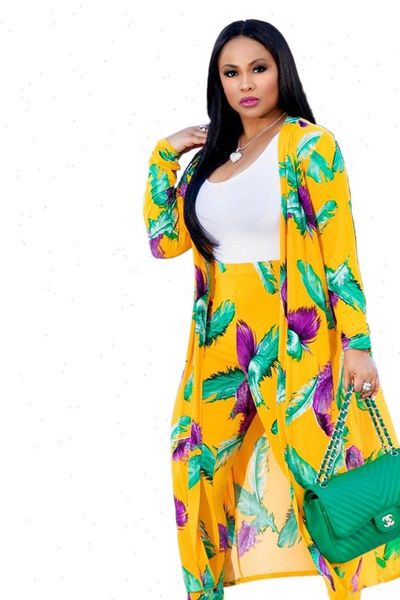 

europe and the united womens tracksuits states autumn winter long sleeved printed jacket cloak tights two piece, Gray