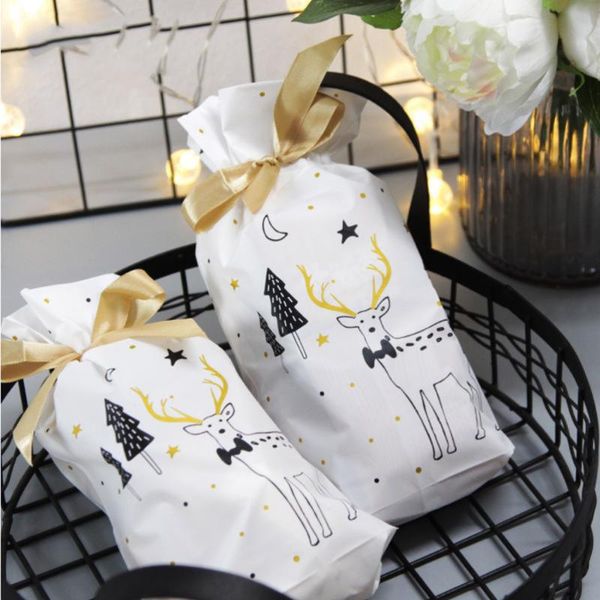 

10pcs flat treat bags party favors wrapping with delicate ribbons gift wrap