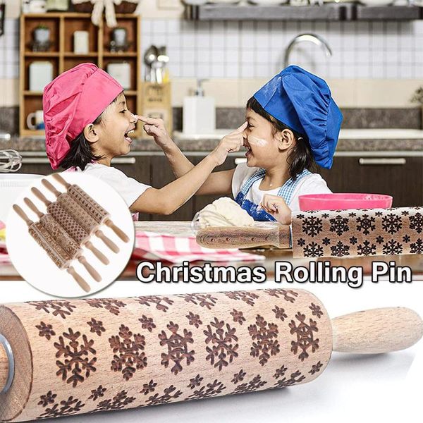 

rolling pins & pastry boards baking suitable for kids handmade 3d decorative christmas elements pattern embossed pin
