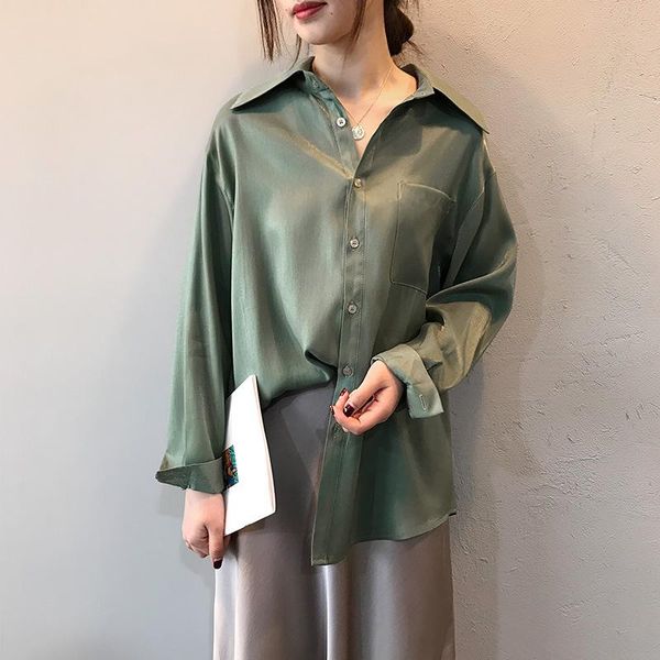 

women's blouses & shirts fashion women smooth blouse solid korean shirt office lady blusas spring autumn c83, White