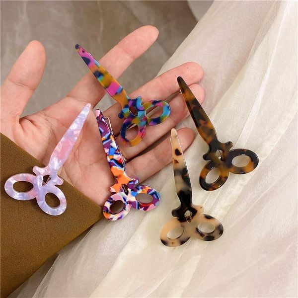 

hair clips & barrettes 2021 scissors shape frog clip acetate resin colorful bangs hairpin for women girls accessories, Golden;silver