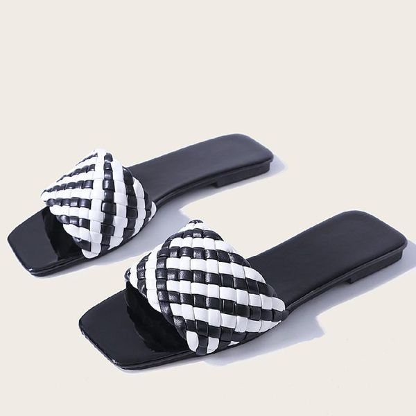 

summer women slippers slides open toe flat casual shoes leisure slip-on sweet sandals female beach zapatillas mujer, Black