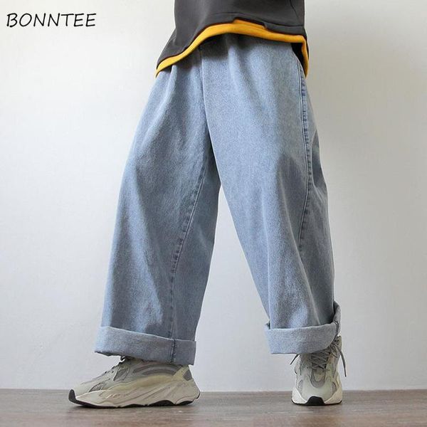 

men's jeans oversize baggy men plus size -5xl solid blue loose straight retro all-match korean denim trousers male classic hip hop