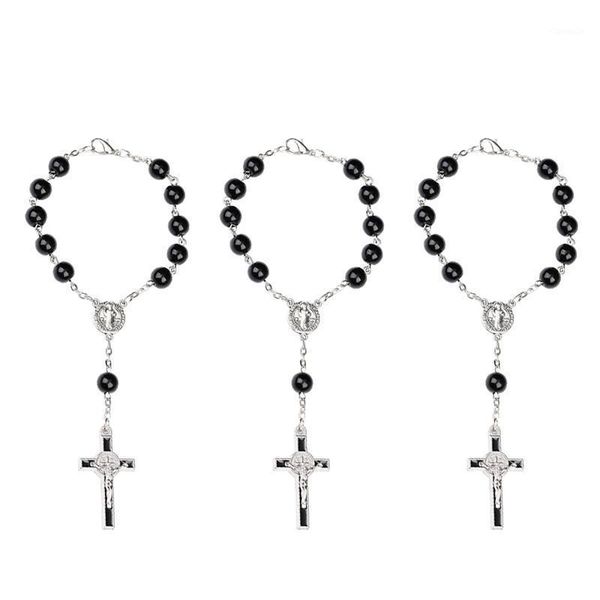 

charm bracelets 3pcs rosary bracelet christian cross pendant chain amulet, Golden;silver