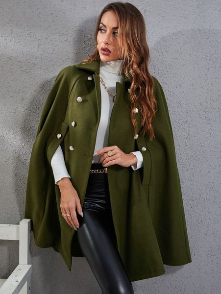 

double breasted cape overcoat x8bs#, Black