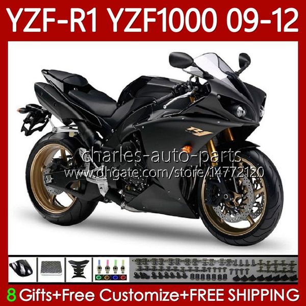 OEM-Karosserie für Yamaha YZF R1 1000 CC YZF1000 YZF-R1 2009 2010 2011 2012 MOTO Bodys 92No.73 YZF-1000 YZF R 1 1000CC 2009-2012 YZFR1 09 10 11 12 Verkleidungsset Mattschwarz