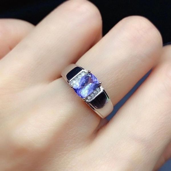 

cluster rings 100% real and natural tanzanite ring 925 sterling silver fine fashion wedding super quality, Golden;silver