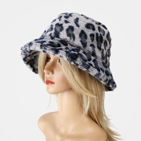 

wide brim hats plush cap faux fur lady windproof thickened fisherman, Blue;gray