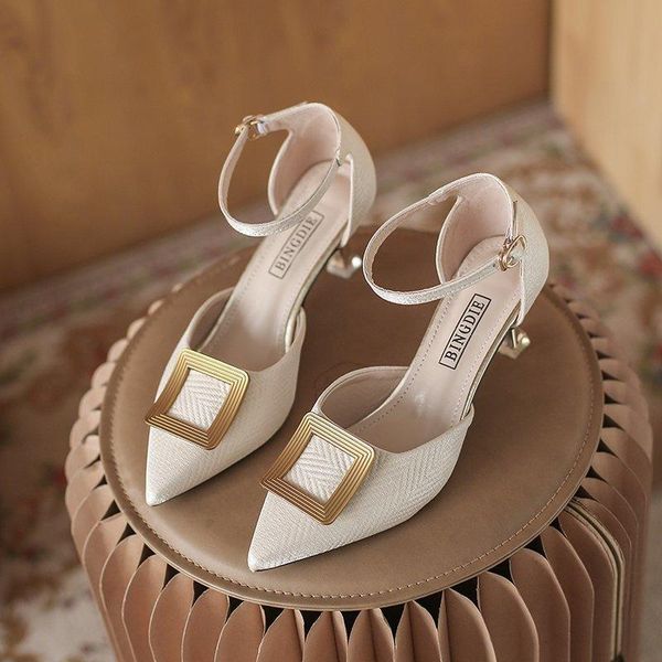 

women's high heels pumps party office ladies sandals 2021 designers pointed toe fashion women shoes dress, Black