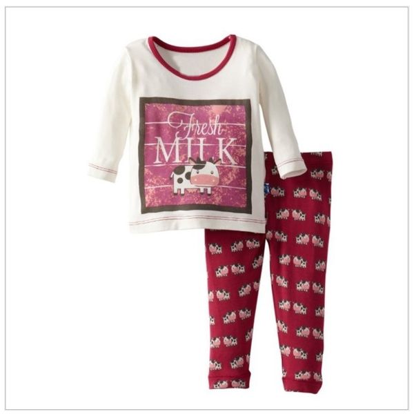 Milk Girls Pigiami Abiti Tute per bambini T-shirt a maniche lunghe Pantaloni Moda Neonata Vestiti Set Abiti 210413