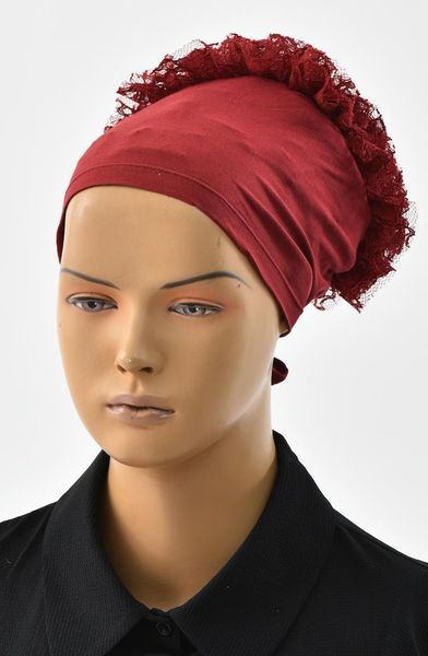 

minahill lace frilly bonnet 901392-08 claret red ethnic clothing