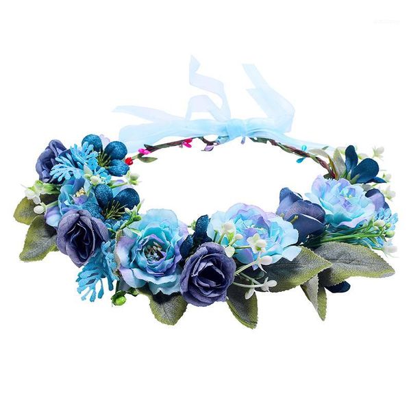 

navy blue flower crown pale headband wedding hair wreath bridal headpiece1