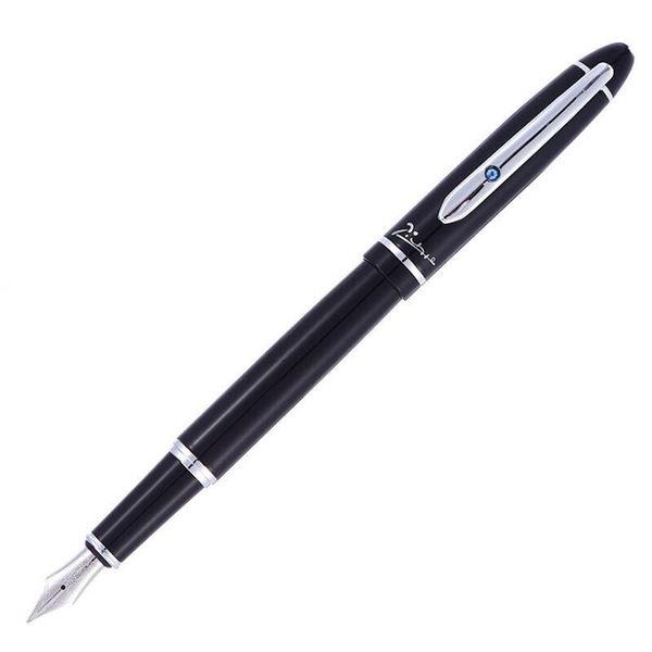 

picasso 608 black fountain pen 0.5mm nib silver trim collection luxury gift set unique style diamond clip pens
