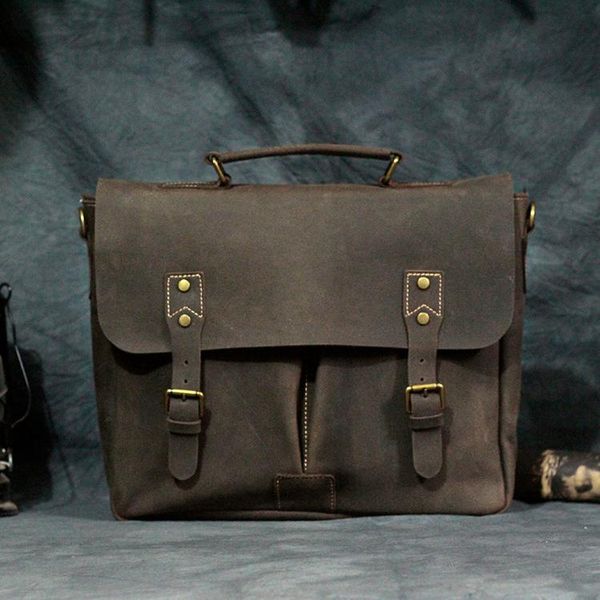 briefcases men's leather bag for document crazy horse cow bags men lapmessenger totes