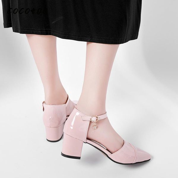

dress shoes high-heeled women 2021 spring wild pointed toe thick heel fashion fairy women's ladies, Black