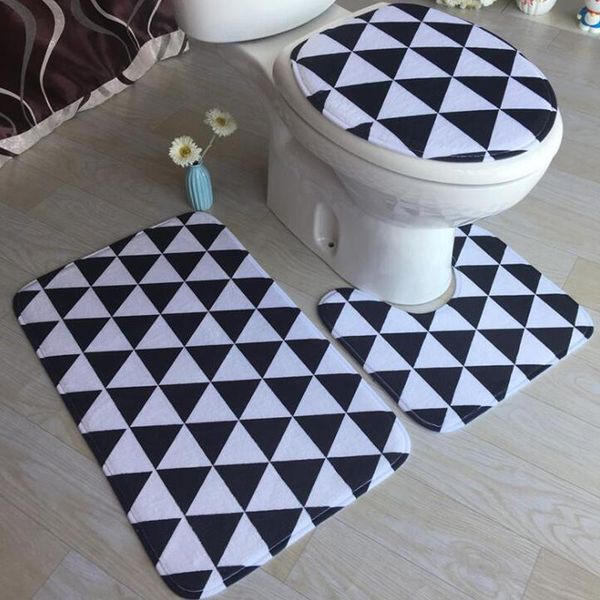 

flannel 3pcs/set 3d print non slip wc toilet seat cover bathroom pad floor mat rug carpet pedestal lid cove zcl514 covers