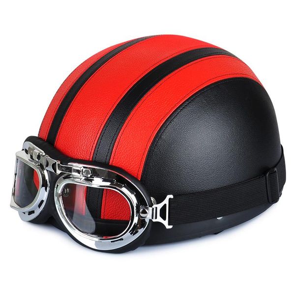 

motorcycle helmets retro motorbike leather helmet riding cruiser touring half vintage moto bicycle scooter skating baseball cap