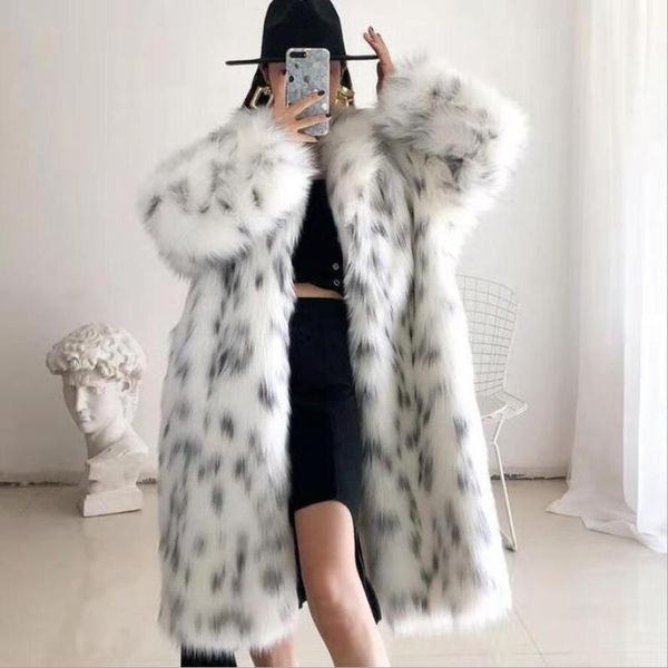 

women's fur & faux winter long jacket coat outerwear warm thick female coats, Black