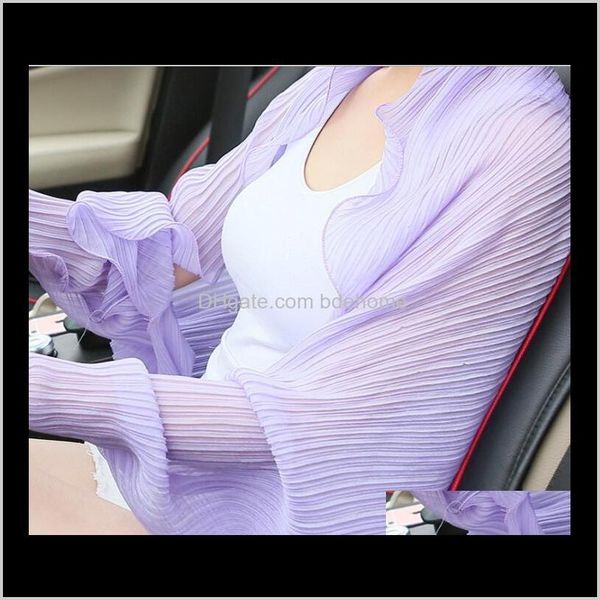 

wraps hats, & gloves fashion aessories drop delivery 2021 elegant pleated summer female shawls solid ruffles beach chiffon scarf for women l, Blue;gray