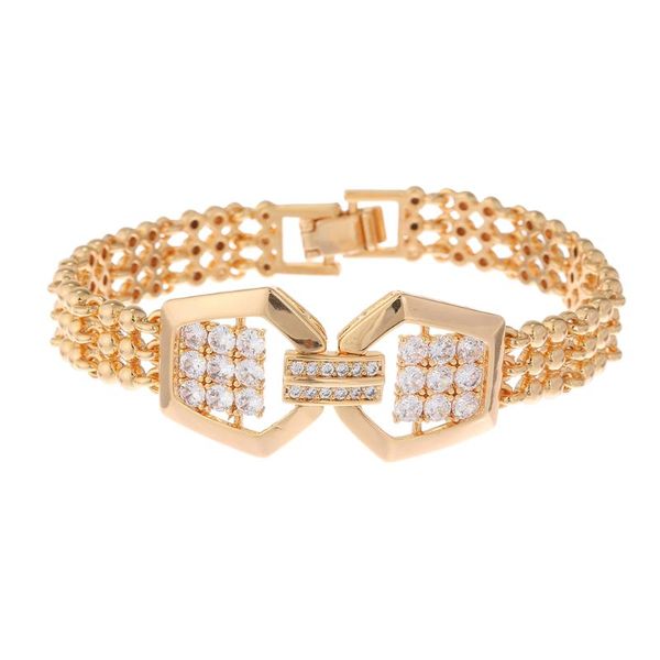 

link, chain trendy gold color bracelet for women cubic zirconia crystal rhinestone bracelets on hand luxury jewelry gift march 8, Black