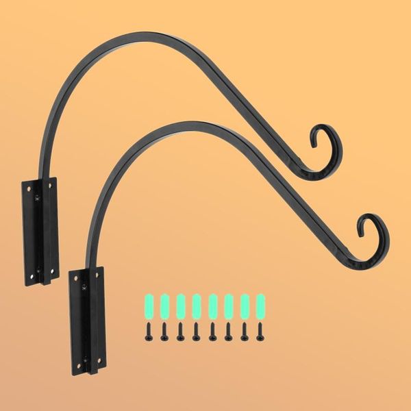 

hooks & rails 2/1 pc flower wall bracket garden hanging basket planter lantern hanger 16 inch black outdoor plant