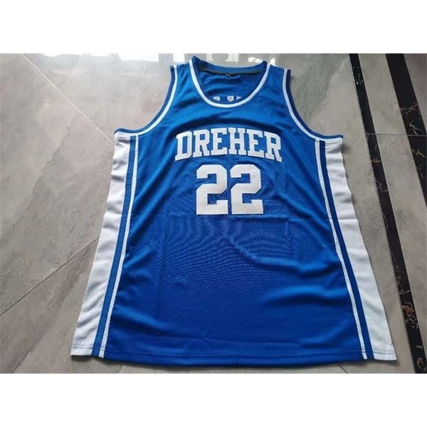 

001rare basketball jersey men youth women vintage alex english 22 dreher high school blue devils size s-5xl custom any name or number, Black