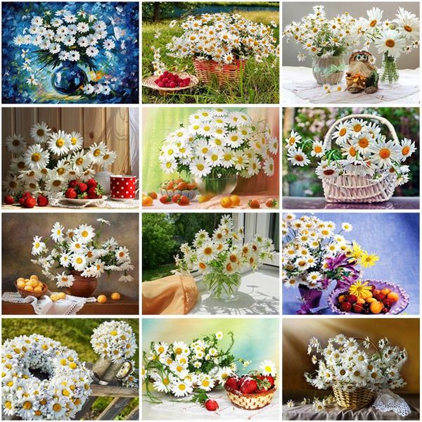 

diamond painting 5d diy embroidery daisy full round square flower scenery mosaic rhinestones pictures home decoration