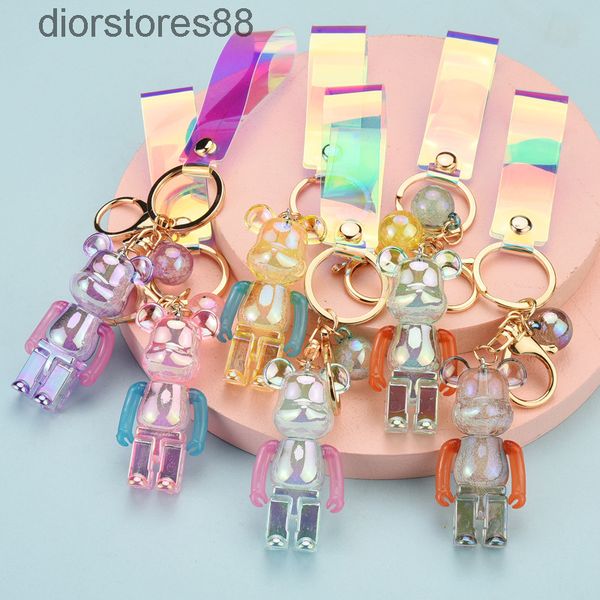 

key chain creative funny violent bear acrylic pendant couple car bag, Silver