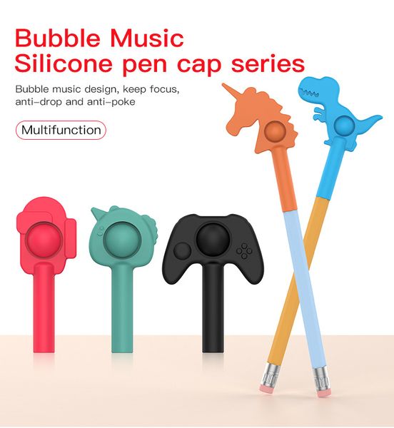 Fidget Toys Simple Dimple Anti-Pressure Decompression Push Bubbles Bambini Spremere Keychain Pen Cap Case Extension