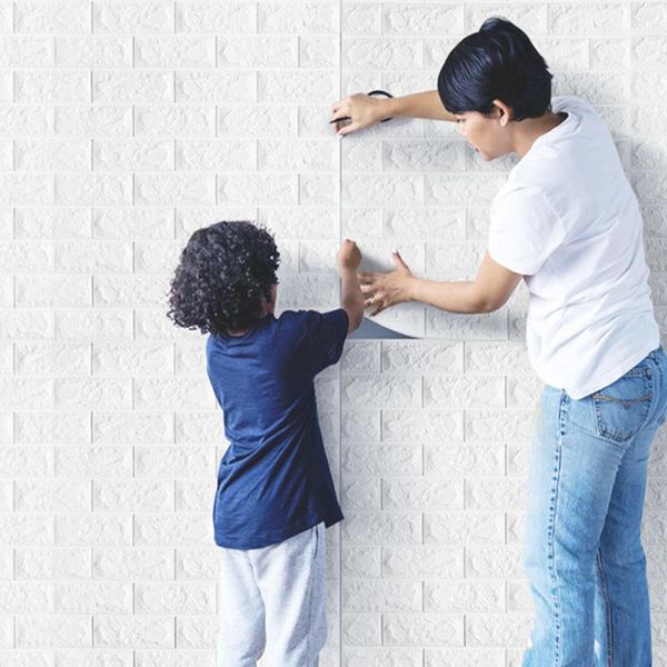 

wallpapers 12pcs self adhesive 3d wall stickers bedroom waterproof foam brick room wallpaper decor living sticker for kids