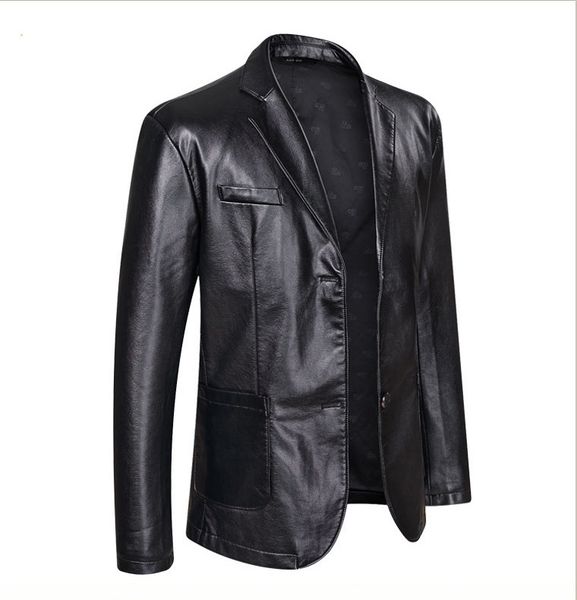 

2019 men's suit leather jacket oversize casual dad fashion, Black;brown