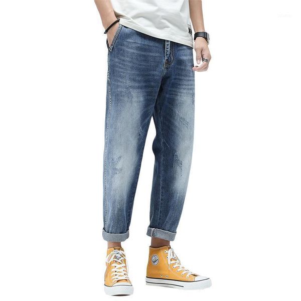 

men's jeans harem pants men spring summer light blue loose fit baggy wide leg oversize denim trousers hommel
