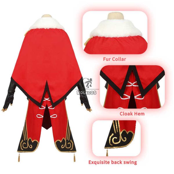 

rolecos genshin impact beidou cosplay costume women black red halloween dress cloak full set y0913