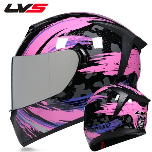 

motorcycle helmets 2021 arrival lvs full face racing helmet dual lens casco moto for man women light weight motocross dot