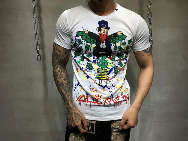 PLEIN BEAR T Gömlek PP Erkek Tasarımcı Tişörtleri Marka Giyim erkek Rhinestone Grafik T-shirt Kafatası Baskılı Bling Taş Klasik Yüksek Kaliteli Hip Hop Rahat Top Tees 120