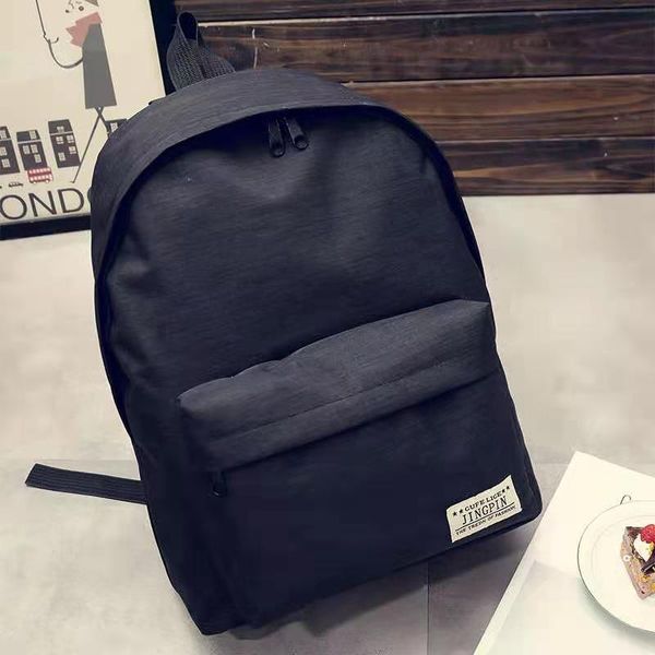 

solid color canvas backpack for middle school girls schoolbag fashion men