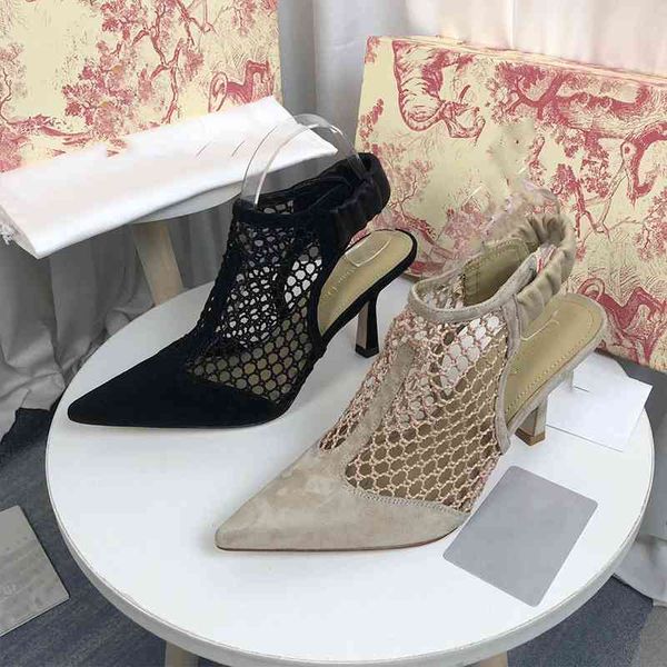 

sandals slippers grid sandals women's thin heel short boots summer new high heel pointed hollow fairy women's shoes fashion single, Black