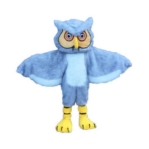 Prestazioni blu gufo di peluche Costumi mascotte Vestito da festa di fantasia di Halloween Personaggio dei cartoni animati Carnevale Natale Pasqua Pubblicità Costume da festa di compleanno Vestito