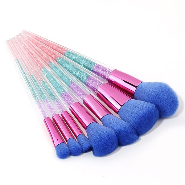 

diamond blue crystal handle makeup brushes foundation blending power eyeshadow contour face cosmetic beauty make up tool