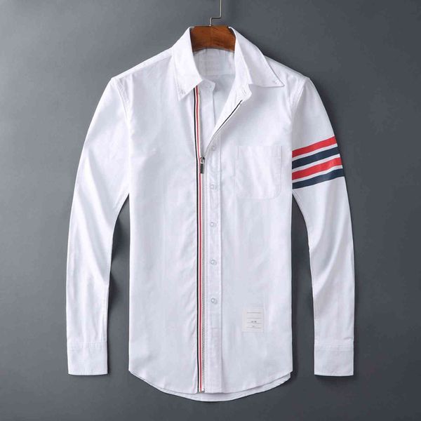 

men's casual shirts men oxford embroidery striped fashion cotton shirt pocket long-sleeves  2xl #gg3 jkw0, White;black