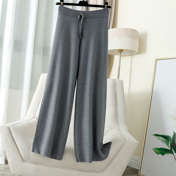 

capris long-legged, thick-knit trousers of 627, Black;white