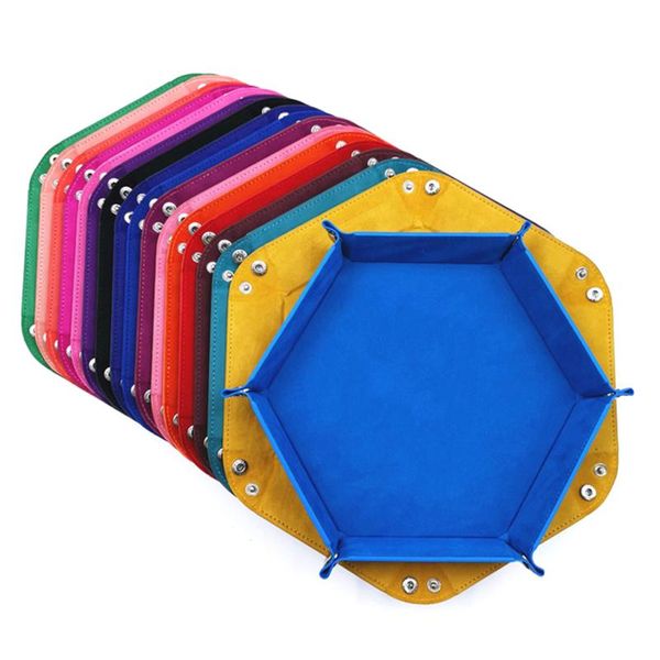 

dice tray foldable metal rolling holder storage box for rpg dnd table game double sided folding leather velvet xh8z boxes & bins