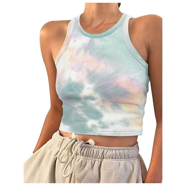 

tanks & camis womens fashion o neck shirts sleeveless strapless print casual knit loose fitting women 2021 chaleco de mujer women's, White