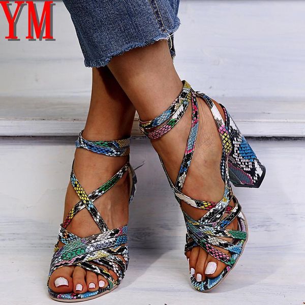 

dress shoes 2021 sandalias mujer women's pumps ladies fashion snakeskin snake high heels cross sandals casual women 35-43, Black