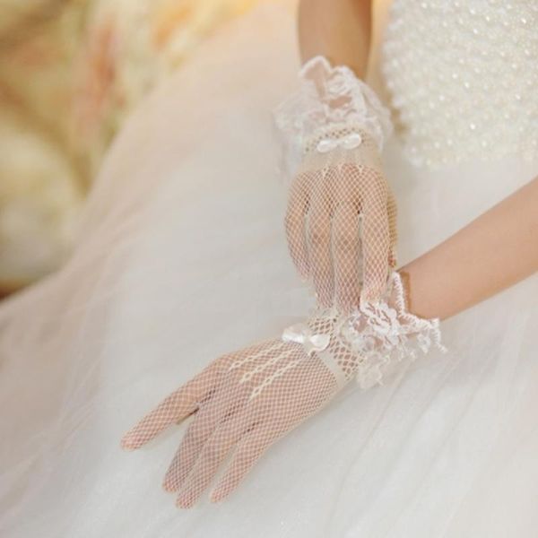 

five fingers gloves fashion women sping autumn stitching lace elegant fishnet summer mesh all-finger guantes, Blue;gray